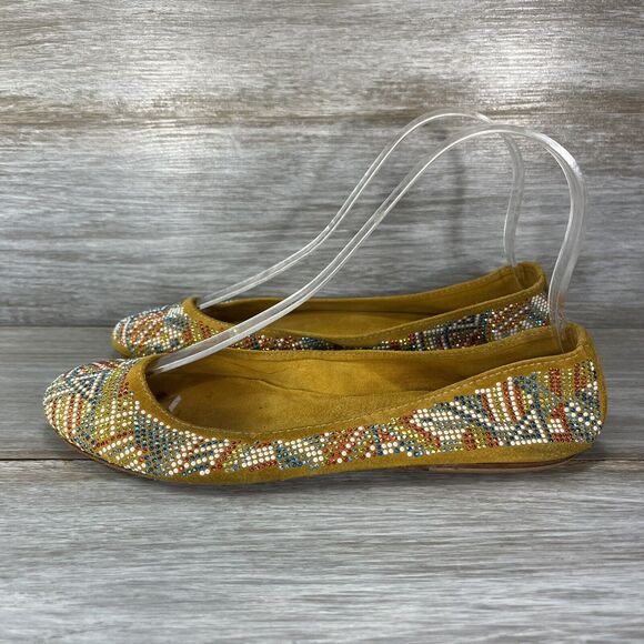 Sundance Women’s Multicolor Beaded Suede Flats Size EU 36 - Picture 1 of 10